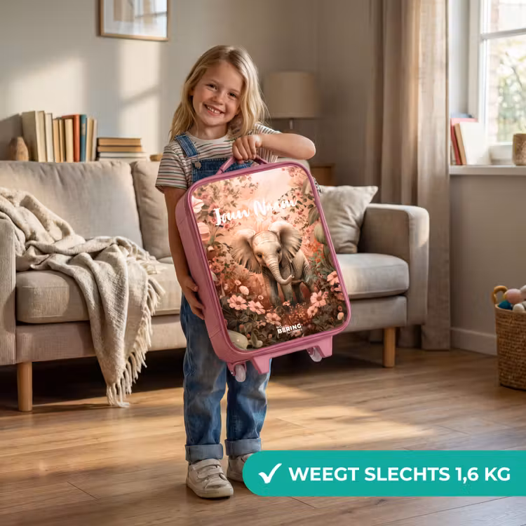 Kinderkoffer met naam - Roze - Flora flapoor — 2