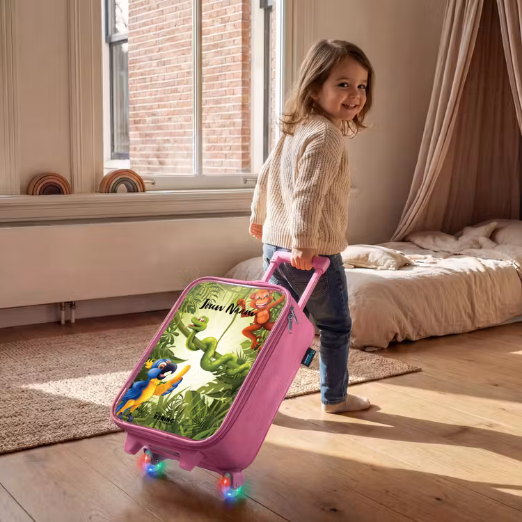 Kinderkoffer met naam - Roze - Jolige jungle — 3
