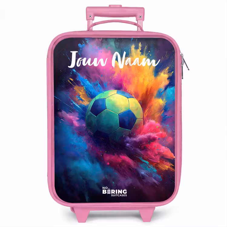 Kinderkoffer met naam - Roze - Neon - Bal - Kleurrijk — 1