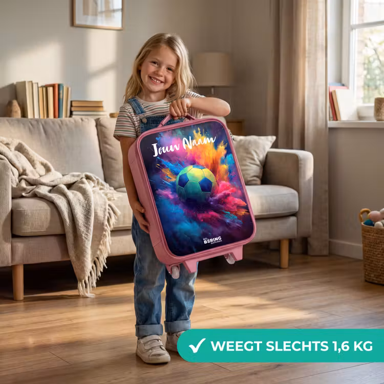 Kinderkoffer met naam - Roze - Neon - Bal - Kleurrijk — 2