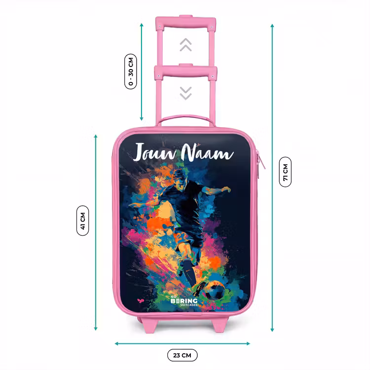 Kinderkoffer met naam - Roze - Neon - Voetballer - Kleurrijk — 6