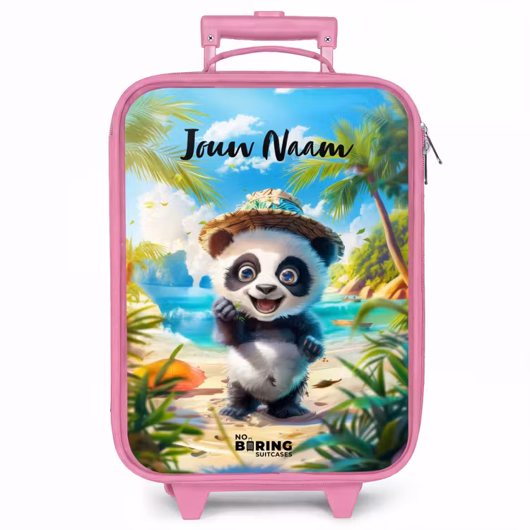 Kinderkoffer met naam - Roze - Pablo panda — 1