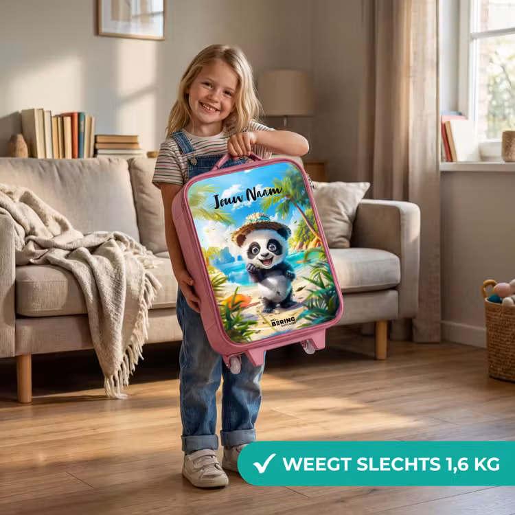 Kinderkoffer met naam - Roze - Pablo panda — 2