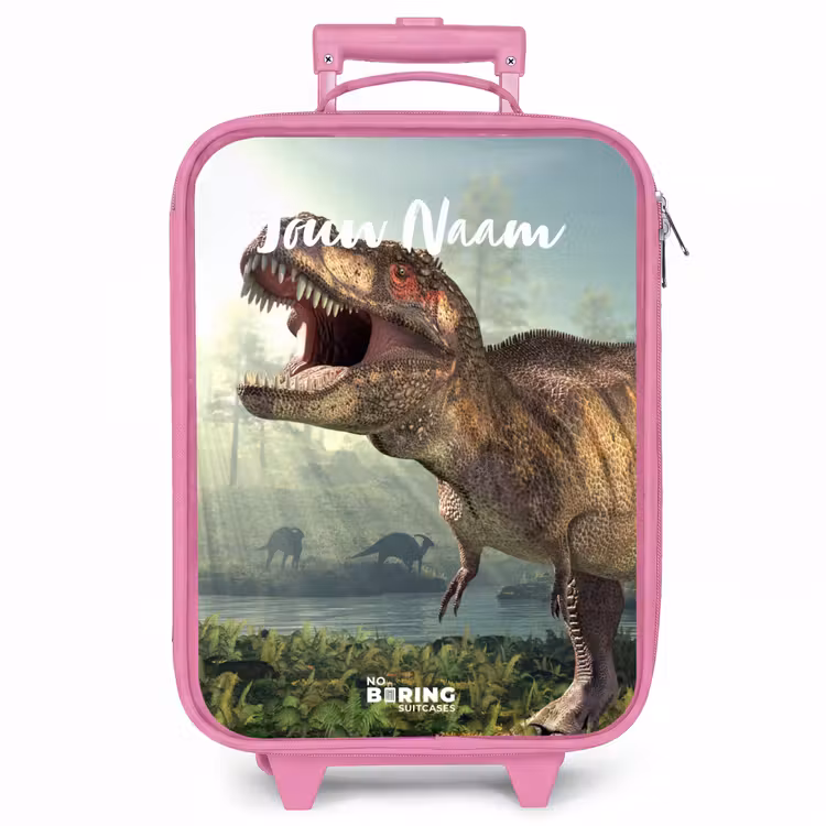 Kinderkoffer met naam - Roze - Thijs Tyrannosaurus — 1