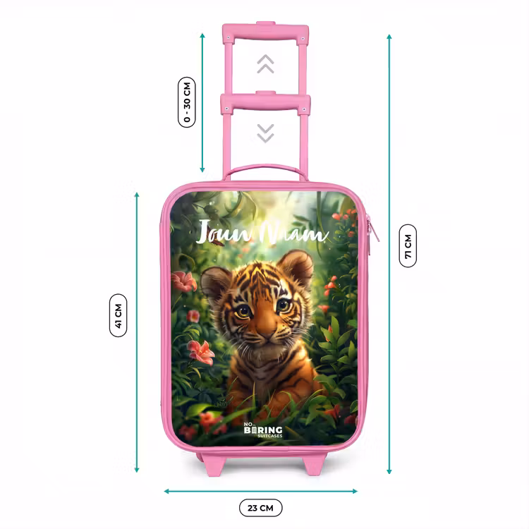 Kinderkoffer met naam - Roze - Tommy tijger — 6