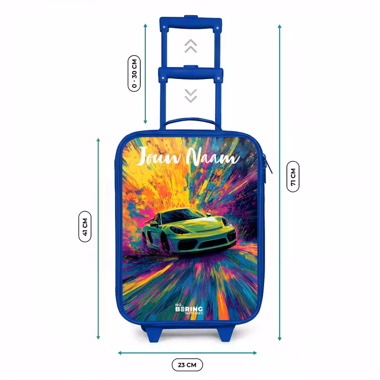 Kinderkoffer met naam - Blauw - Sportauto - Groen - Verfstrepen - Kleuren — 6