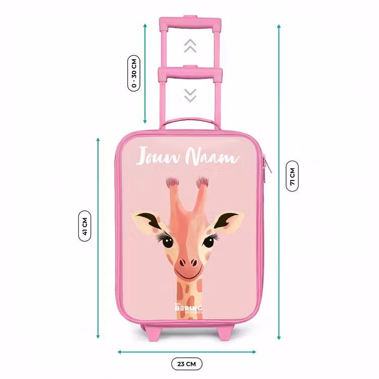 Kinderkoffer met naam - Roze - Giraffe - Wimpers - Minimalistisch - Roze — 6