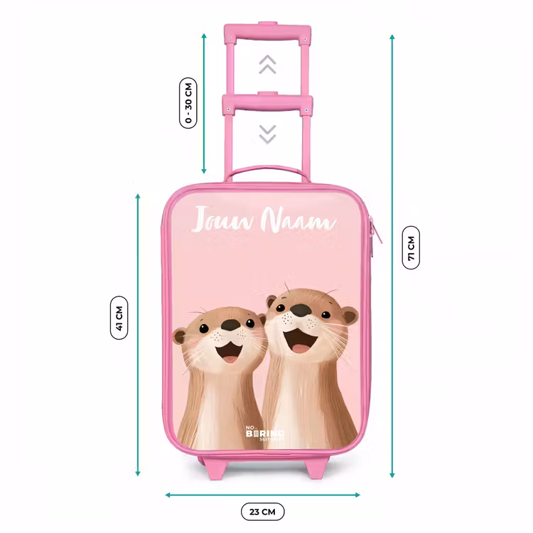 Kinderkoffer met naam - Roze - Glimlach - Otters - Roze - Illustratie — 6