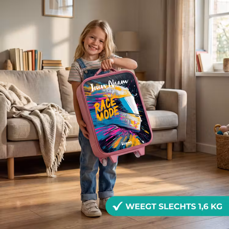 Kinderkoffer met naam - Roze - Racehelm - Abstract - Verf - Kleurrijk — 2