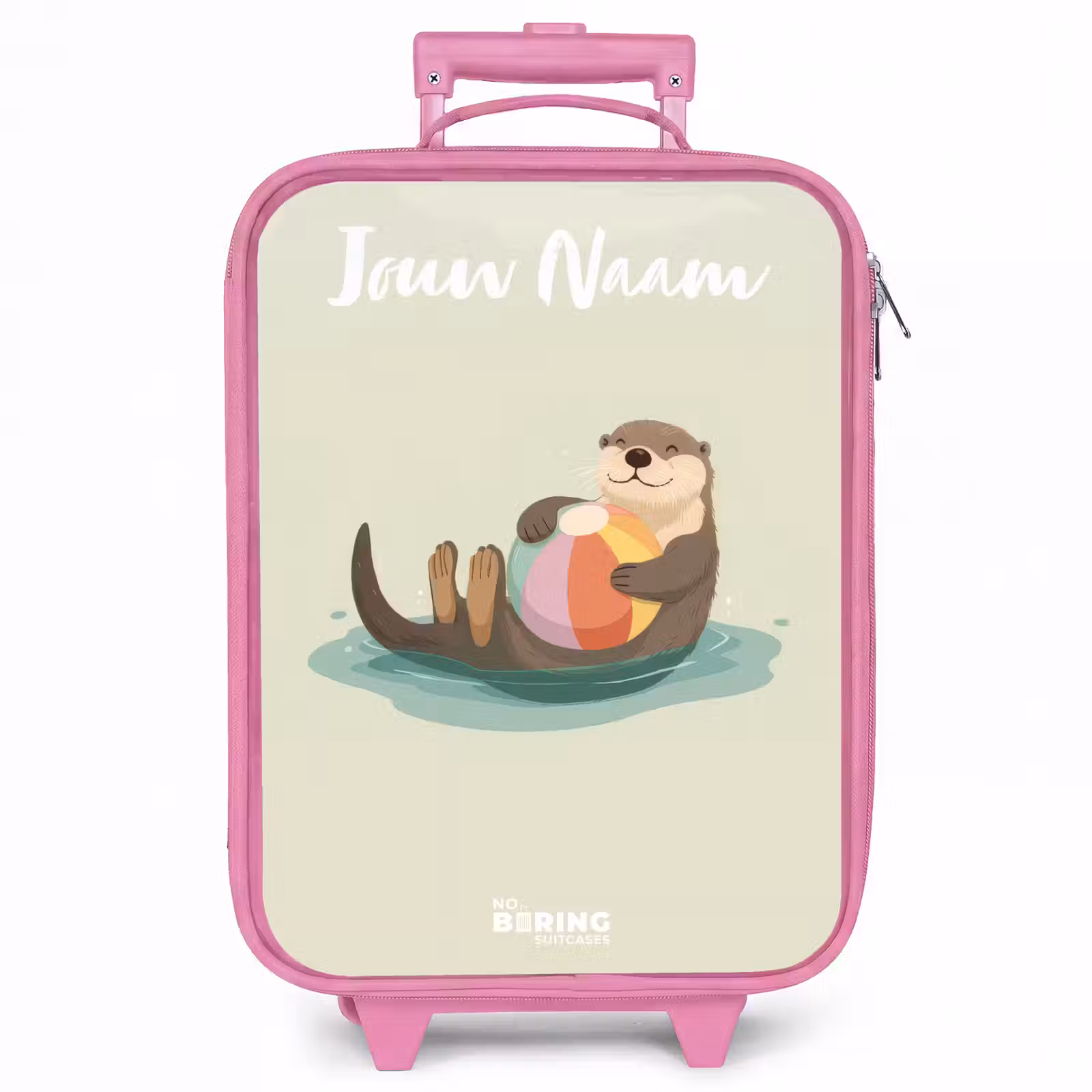 Kinderkoffer met naam - Roze - Otter - Strandbal - Water — 1