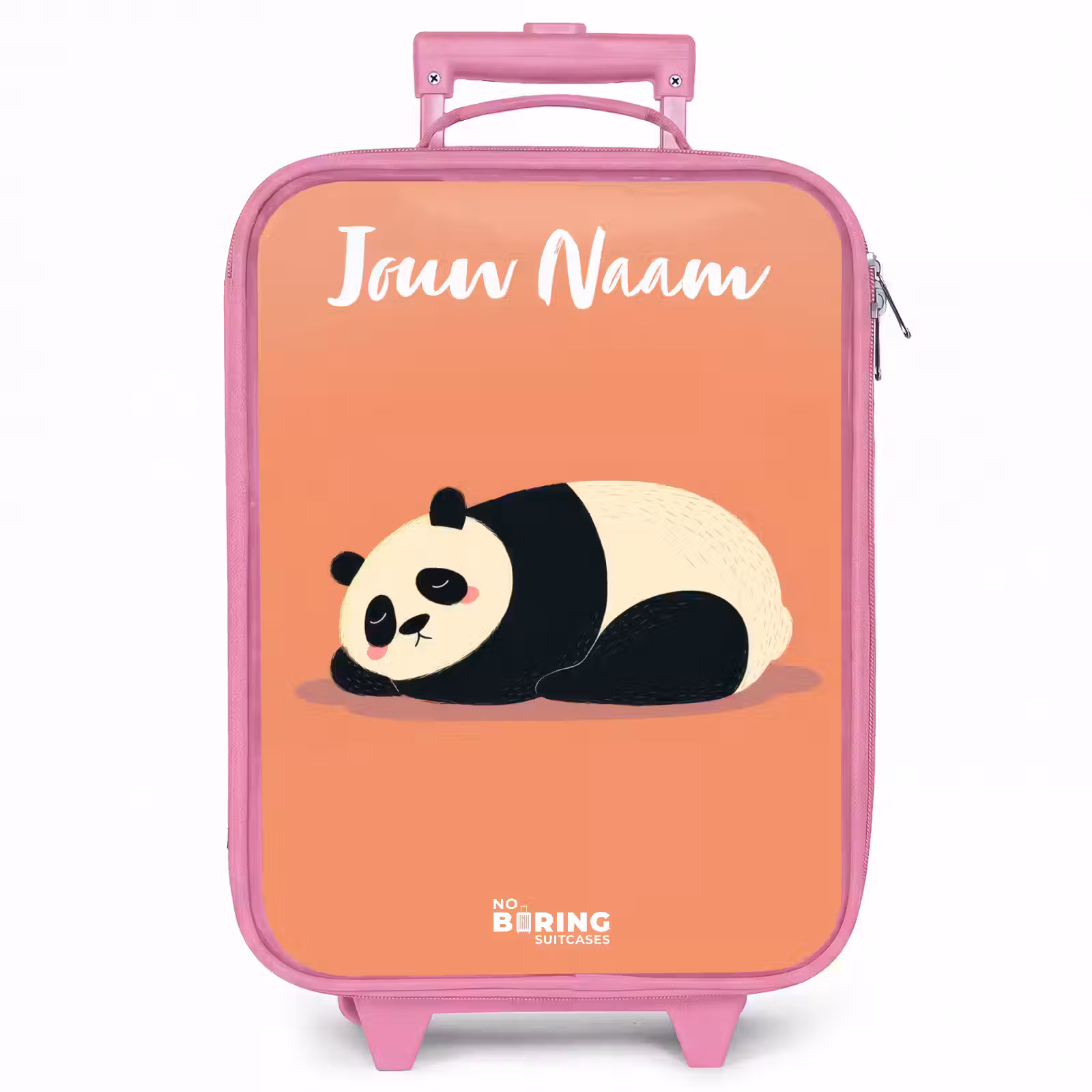 Kinderkoffer met naam - Roze - Panda - Slapen - Oranje — 1