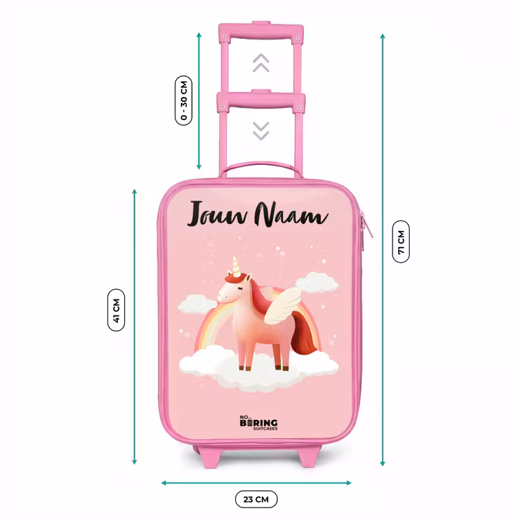 Kinderkoffer met naam - Roze - Eenhoorn - Vleugels - Roze - Regenboog — 6