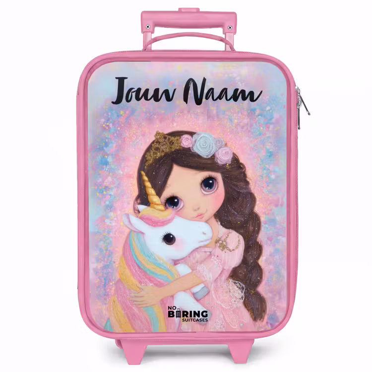 Kinderkoffer met naam - Roze - Meisje - Eenhoorn - Glitter — 1