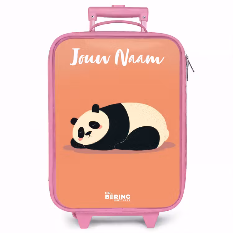 Kinderkoffer met naam - Roze - Panda - Slapen - Oranje — 1