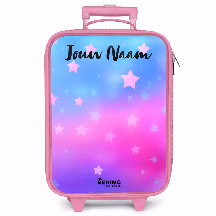 Kinderkoffer met naam - Roze - Sterren - Roze - Blauw — 1