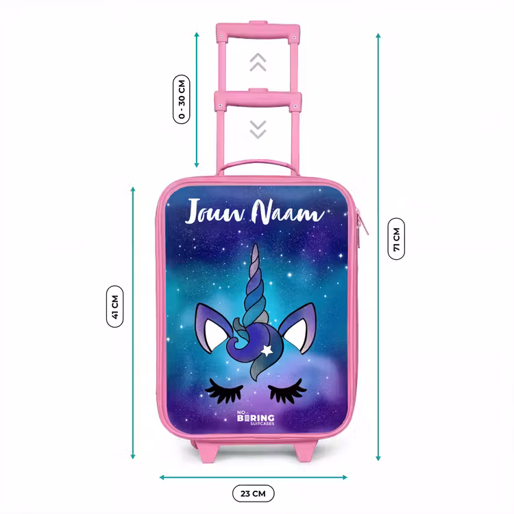 Kinderkoffer met naam - Roze - Eenhoorn - Sterrenhemel - Blauw — 6
