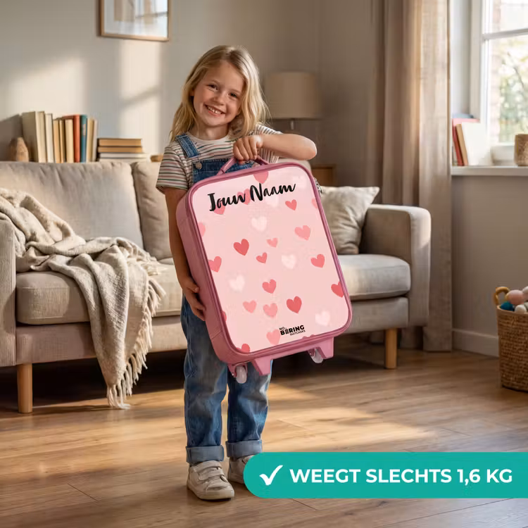 Kinderkoffer met naam - Roze - Hartjes - Patroon - Roze — 2