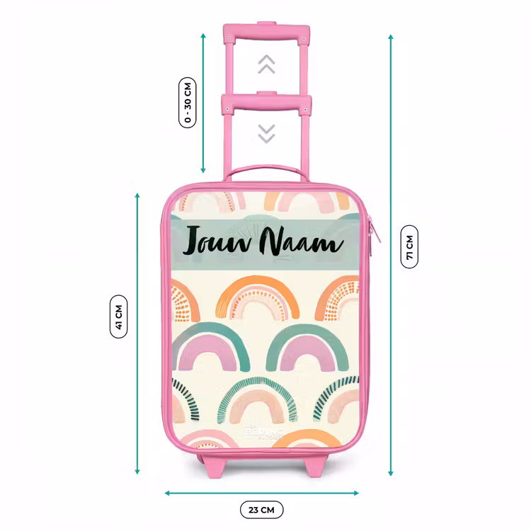 Kinderkoffer met naam - Roze - Regenboog - Pastel - Patroon — 6