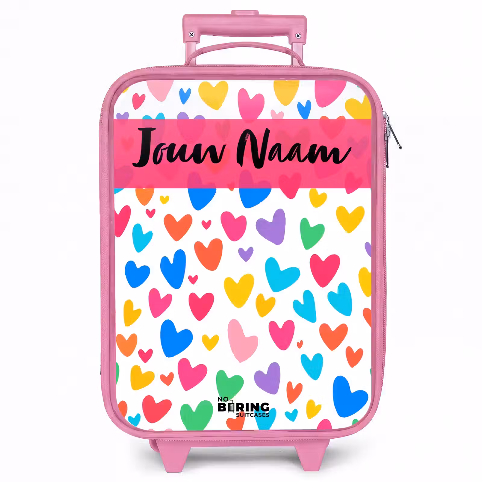 Kinderkoffer met naam - Roze - Hartjes - Kleurrijk - Patroon — 1