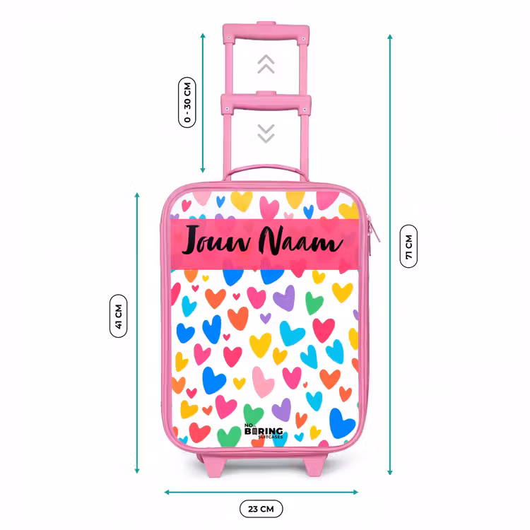 Kinderkoffer met naam - Roze - Hartjes - Kleurrijk - Patroon — 6