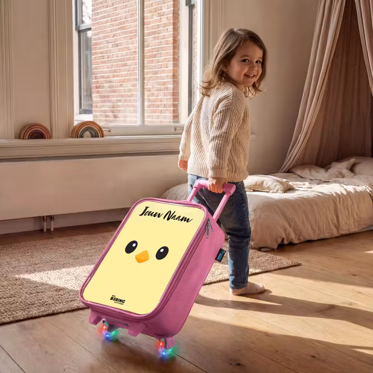 Kinderkoffer met naam - Roze - Kawai - Kuiken - Geel — 3
