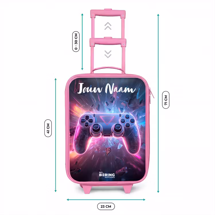 Kinderkoffer met naam - Roze - Controller - Neon - Game — 6