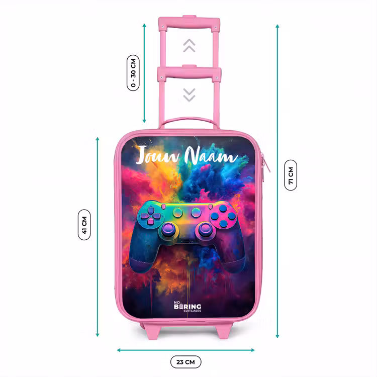 Kinderkoffer met naam - Roze - Game - Controller - Kleurrijk - Explosie — 6