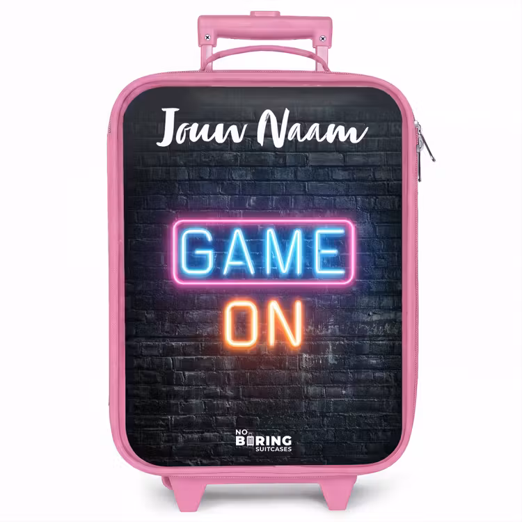 Kinderkoffer met naam - Roze - Game - Neon - Muur — 1