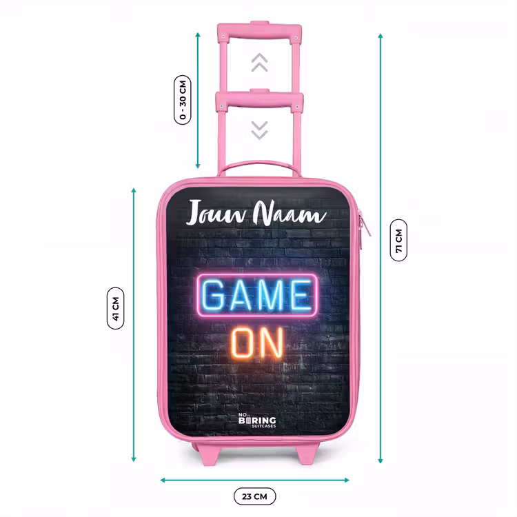 Kinderkoffer met naam - Roze - Game - Neon - Muur — 6