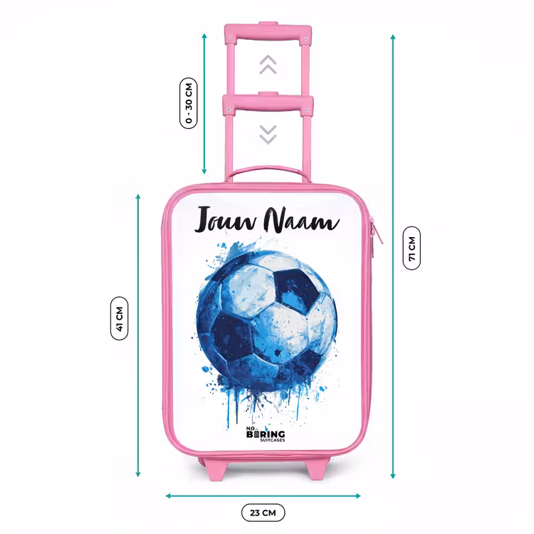 Kinderkoffer met naam - Roze - Voetbalvibes - Inktspatten - Blauw — 6