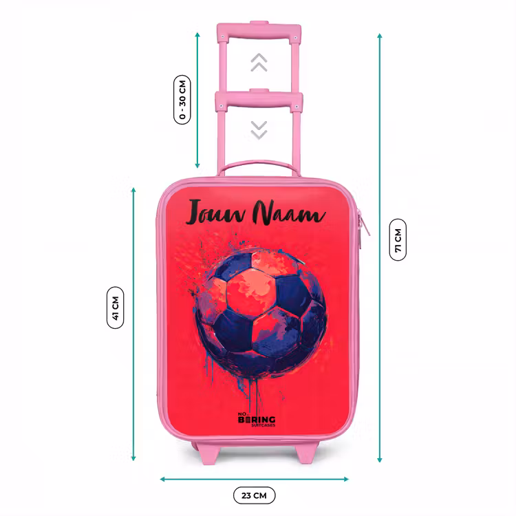 Kinderkoffer met naam - Roze - Voetbalvibes - Verf - Blauw - Rood — 6
