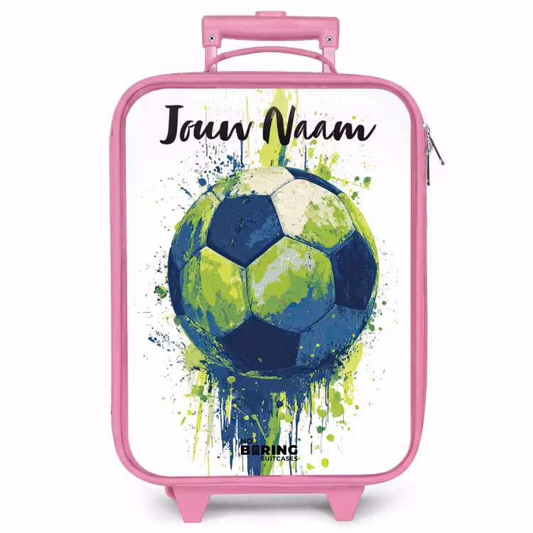 Kinderkoffer met naam - Roze - Voetbalvibes - Verf - Groen - Blauw — 1