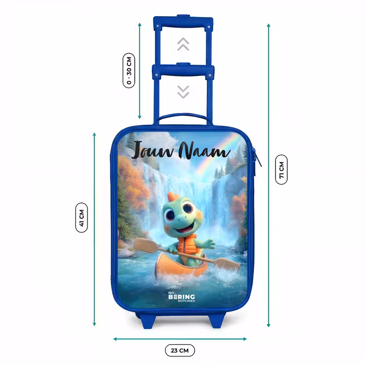 Kinderkoffer met naam - Blauw - Dino - Natuur - Waterval — 6