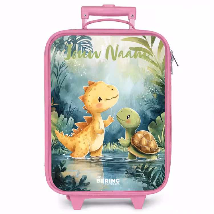 Kinderkoffer met naam - Roze - Dino - Schildpad - Jungle — 1