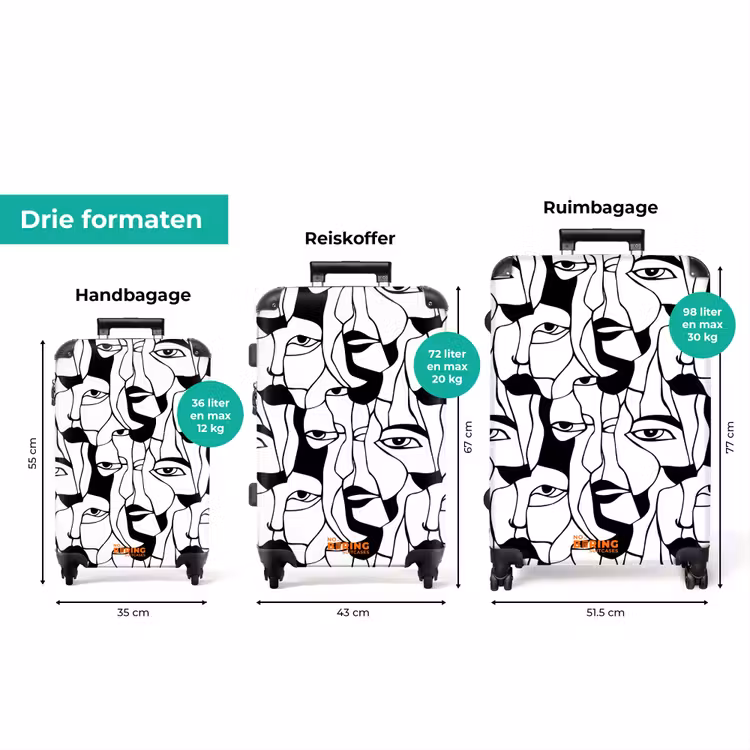 Koffer - Lijnen - Gezichten - Zwart - Wit — 8