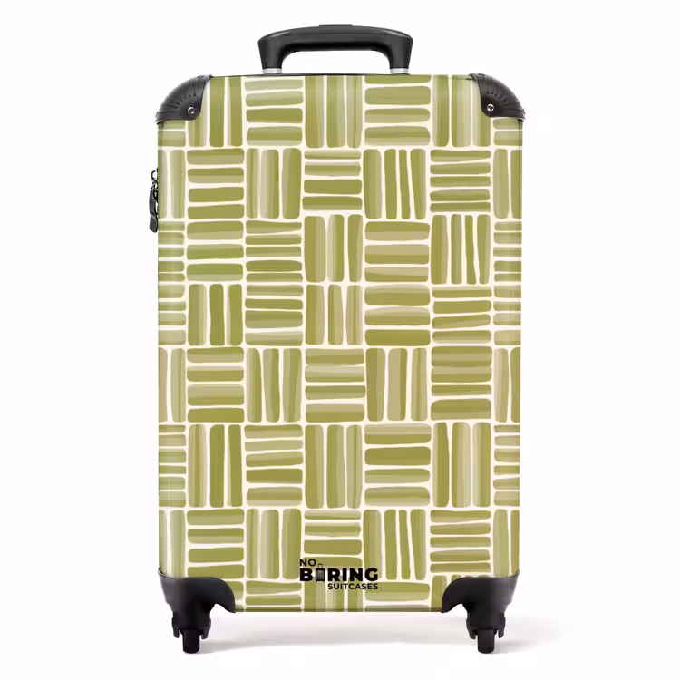 Koffer - Vlecht - Patroon - Groen — 1