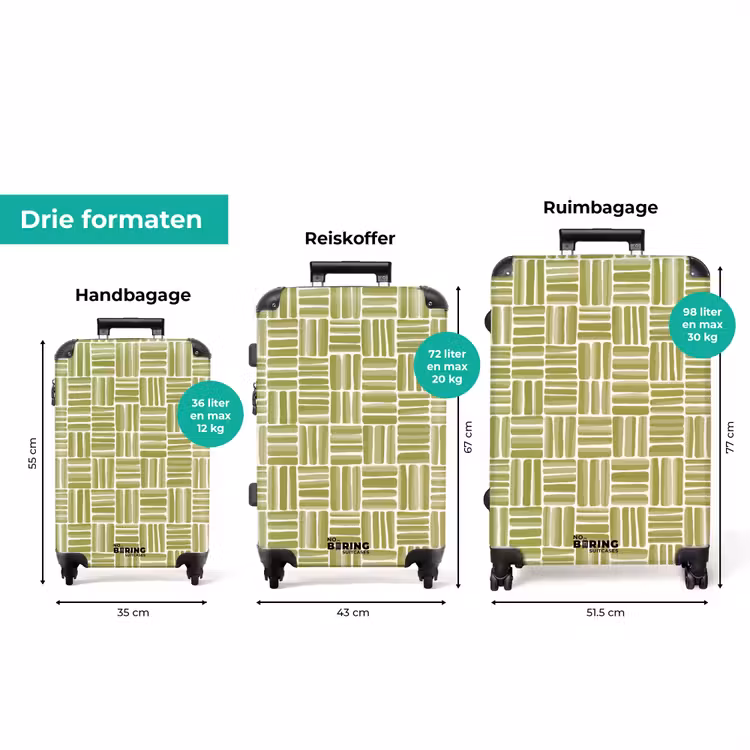 Koffer - Vlecht - Patroon - Groen — 8