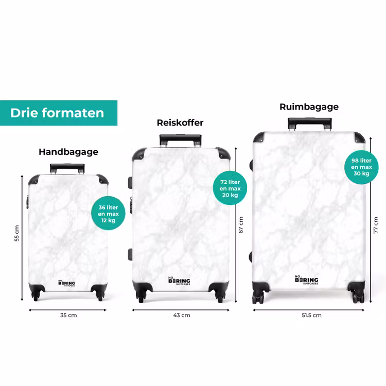 Koffer - Minimalistisch - Wit - Grijze aders — 8