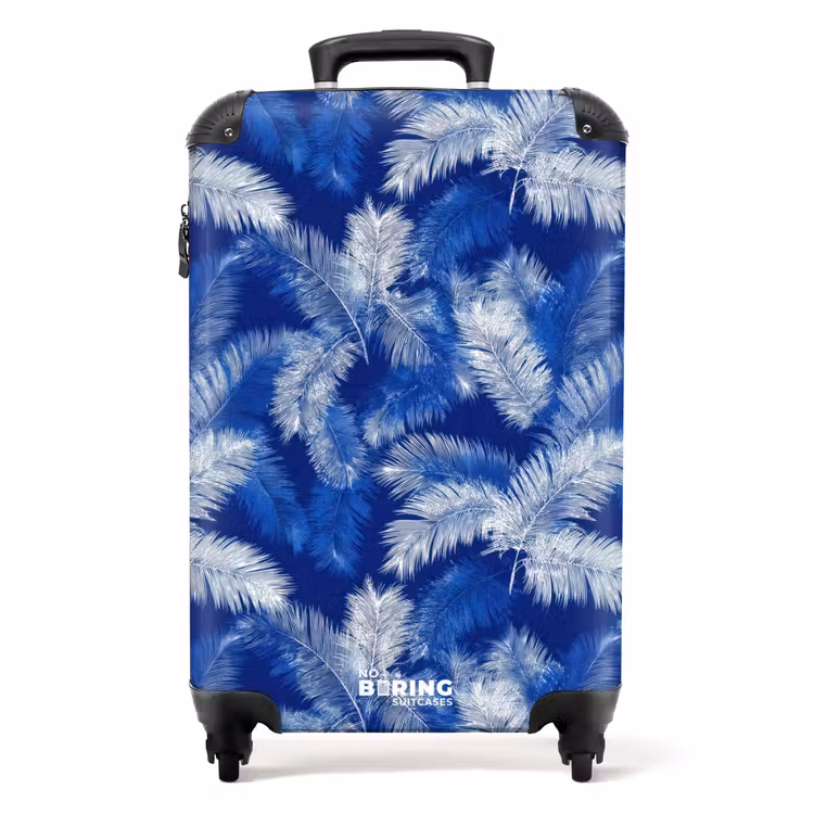 Koffer - Palmblad - Patroon - Blauw — 1
