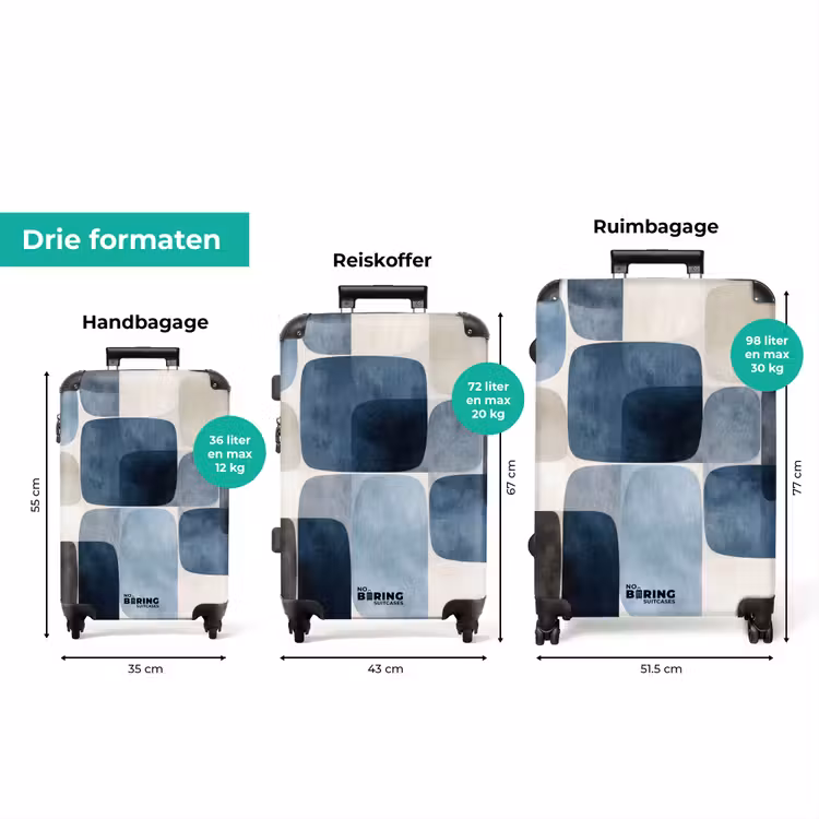 Koffer - Patroon - Blauw - Vierkanten — 8