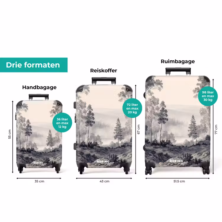 Koffer - Mistig - Berglandschap - Illustratie — 8