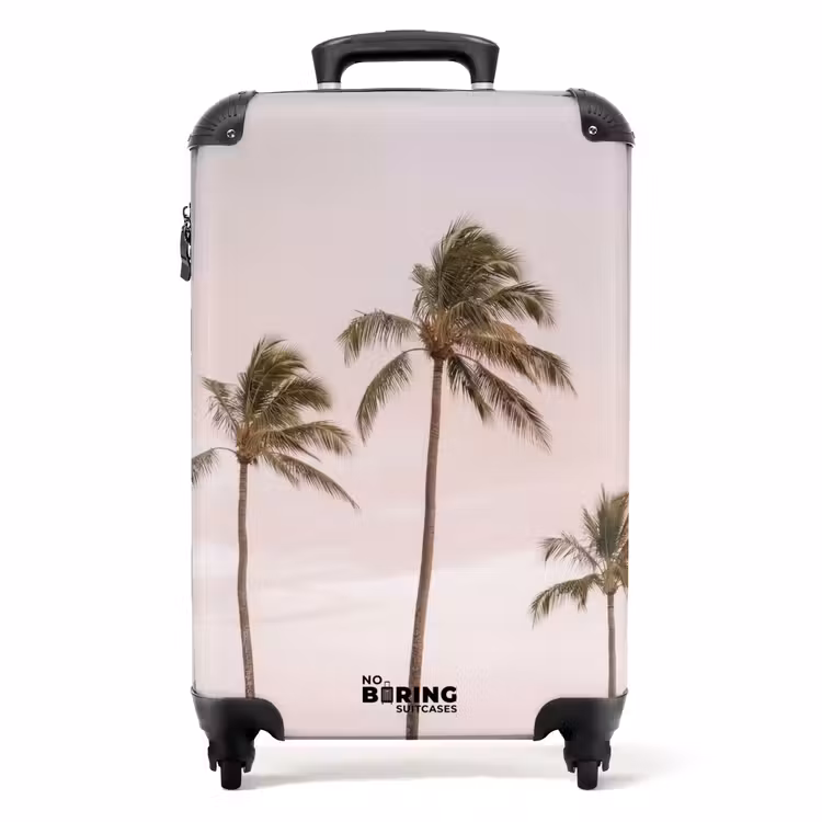 Koffer - Palmbomen - Zonsondergang - Roze — 1