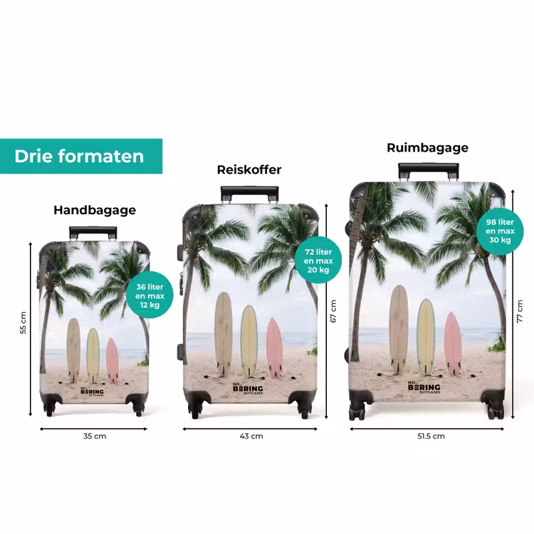 Koffer - Surfboard - Palmbomen - Kleurrijk — 8
