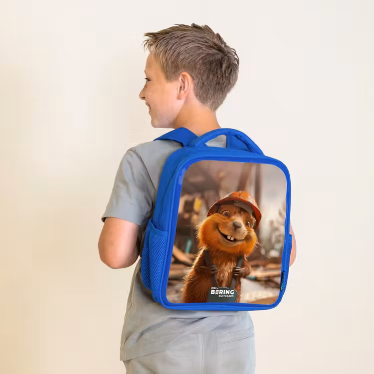 Kinderrugzak met naam - Blauw - Bertus Bouwbever — 3