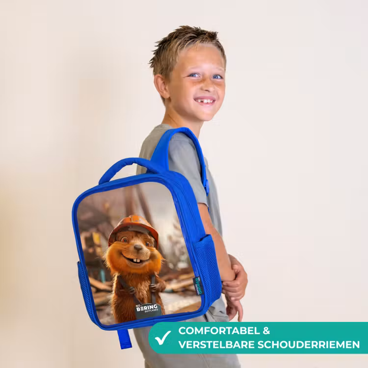 Kinderrugzak met naam - Blauw - Bertus Bouwbever — 4