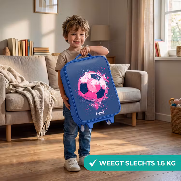 Kinderkoffer - Blauw - Voetbal - Verf - Roze - Blauw — 2