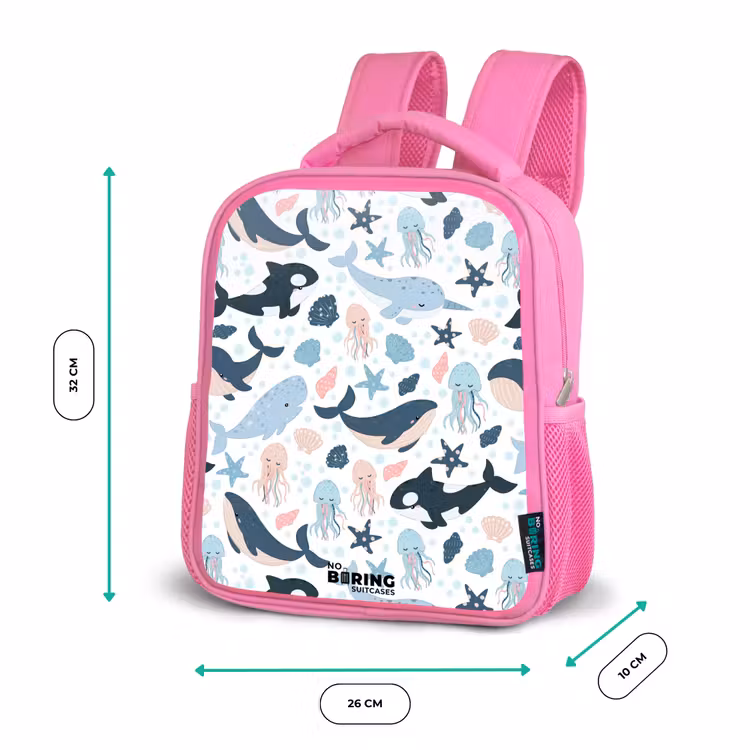 Kinderrugzak - Roze - Oceaan dieren kleurrijk — 3