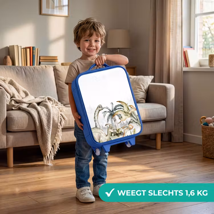 Kinderkoffer - Blauw - Dino's in een ruig landschap — 2