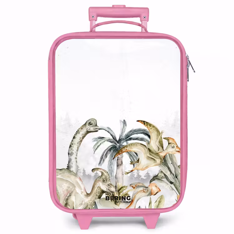Kinderkoffer - Roze - Dino's in een ruig landschap — 1