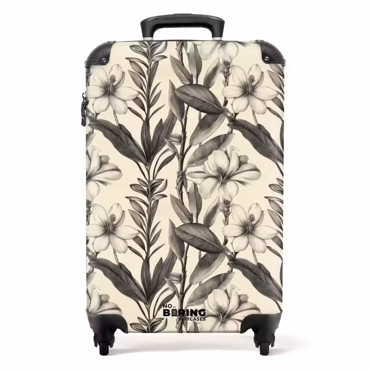 Koffer - Klassiek - Botanisch - Zwart - Beige — 1